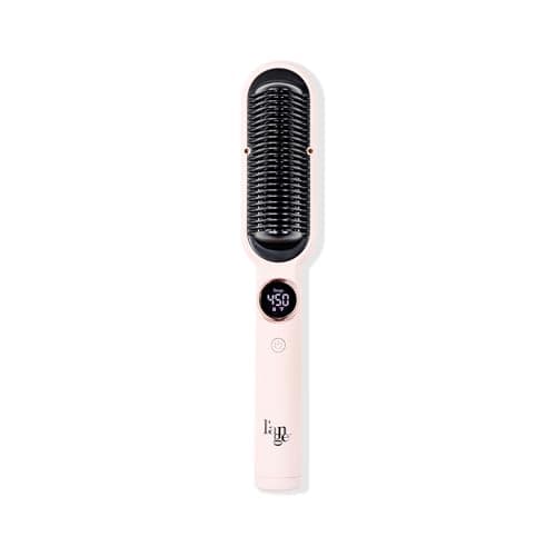 L'ANGE HAIR Smooth-It 2-in-1 Digital Straightening Comb | Curved Heat Shield | Blush
