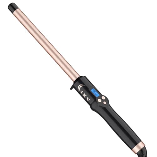 Dual Voltage 3/4 Inch Curling Iron for Short & Long Hair with Adjustable Temp & Tourmaline Ceramic