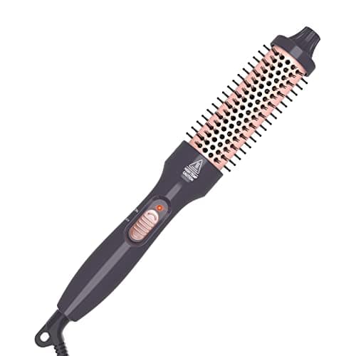 PHOEBE 1.25 Inch Double PTC Ceramic Curling Iron Brush - Black