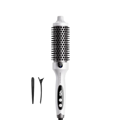 WavyTalk 1.5 Inch Blowout Brush, Negative Ion, Ceramic Tourmaline, 5 Temp Settings, Dual Voltage, Purple