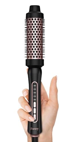 Farery Non-Blowing Heated Curling Brush, 1.75 inch, Adjustable Temp, Dual Voltage