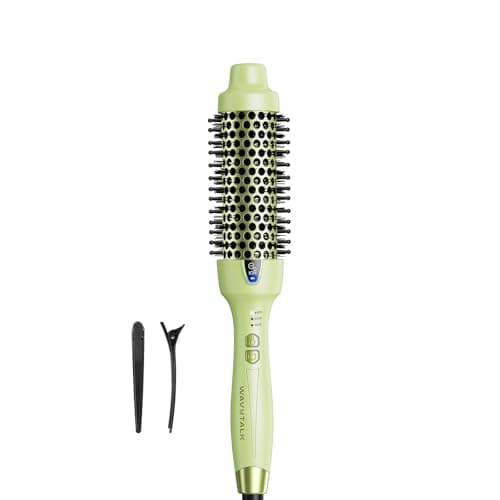WavyTalk 1.5 Inch Ionic Heated Round Brush for Smooth Blowouts and Shine (Green)