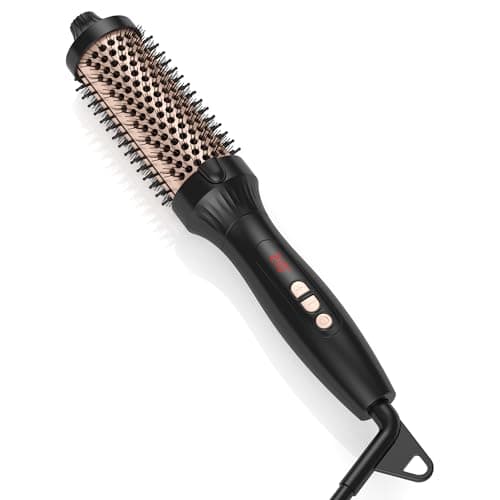 Tourmaline Ionic Ceramic Hair Curling Brush, Fast Heating for Salon-Quality Curls at Home