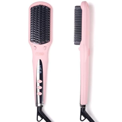 TYMO Ionic Hair Straightener Brush - Frizz-Free Styles, 16 Temp Settings, LCD Display