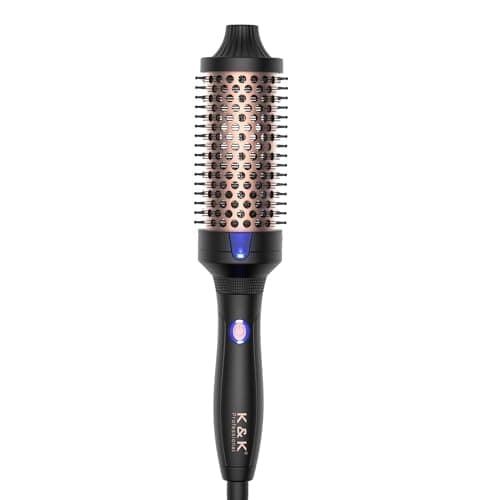 K&K 1.77 Inch Ceramic Tourmaline Ionic Heated Curling Brush Creates Volume & Curls
