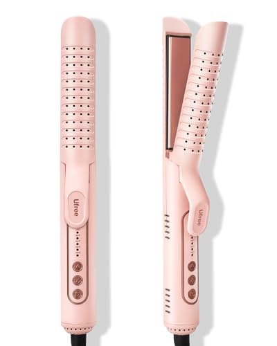 Ufree Airflow Curling Iron, 360° Cool 2-in-1 Flat Iron, 1.25" Wand, 5 Temps for All Hair Types, Gifts for Women, Anti-Sc