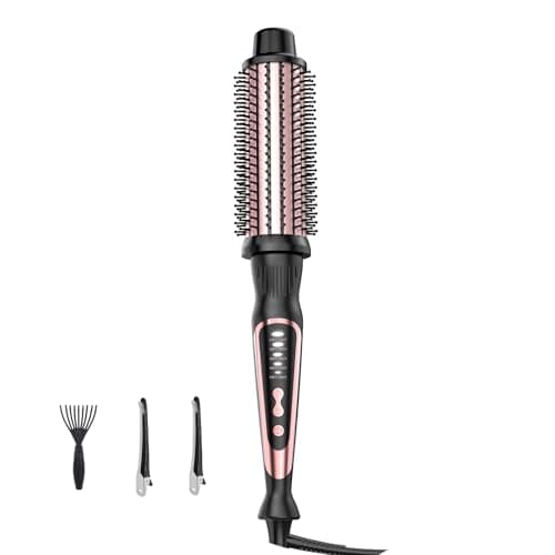 Rose Gold 1.5 Inch Heated Brush & Curling Iron for Volumizing & Styling