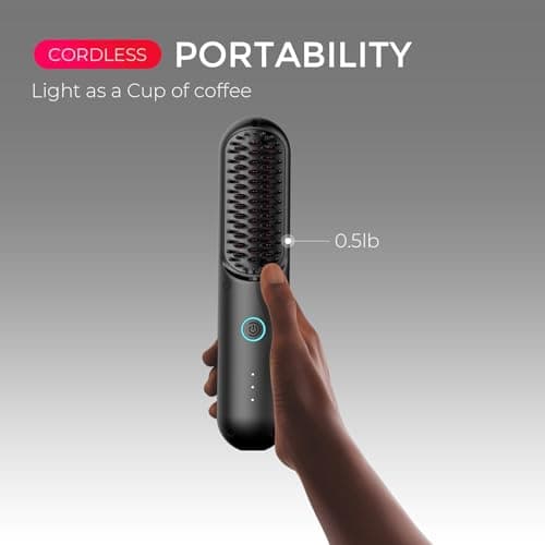 TYMO Portable Cordless Hair Straightener, Mini Anti-Scald Comb for Women, Black