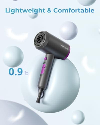 SHRATE Lightweight Ionic 1800W Hair Dryer with Diffuser - Fast & Quiet for Travel & Styling