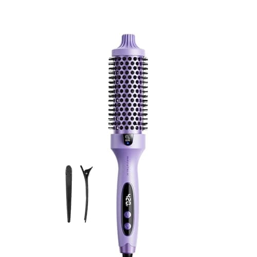WavyTalk 1.5 Inch Blowout Brush, Negative Ion, Ceramic Tourmaline, 5 Temp Settings, Dual Voltage, Purple