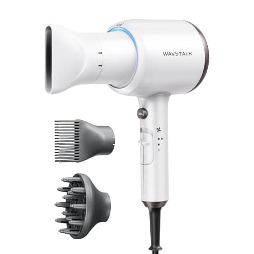 WavyTalk 1875 Watt Ceramic Dryer with Diffuser and Concentrator, Fast & Quiet, Matte White