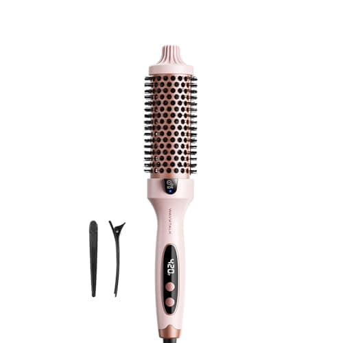 WavyTalk 1.5 Inch Blowout Brush, Negative Ion, Ceramic Tourmaline, 5 Temp Settings, Dual Voltage, Purple