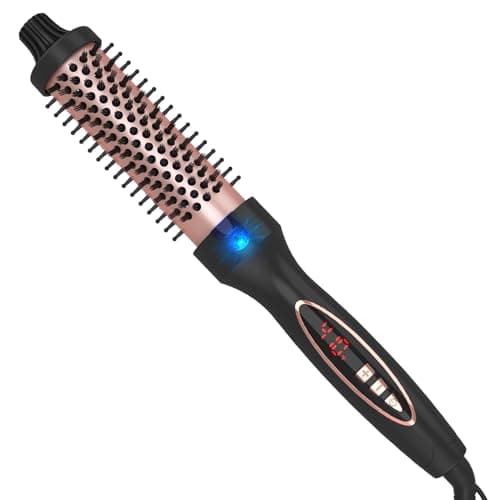 1.25 Inch Thermal Brush: Effortlessly Create Loose & Voluminous Curls with Digital Display & 9 Heat Settings | Ionic Curling Iron Brush for Traveling