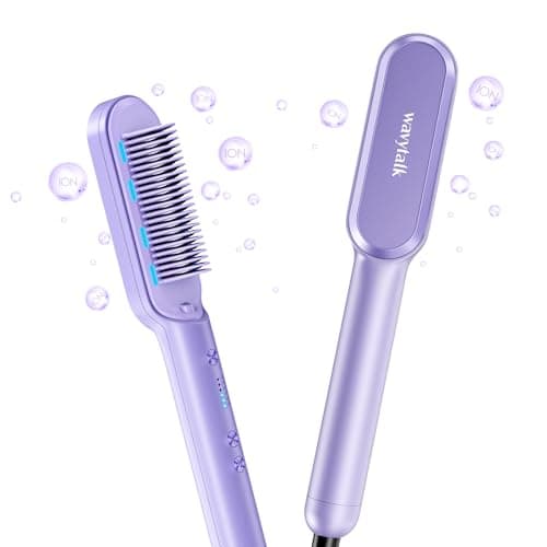 Fast Heating Wavytalk Hair Straightener Brush for Women, Dual Voltage, Purple