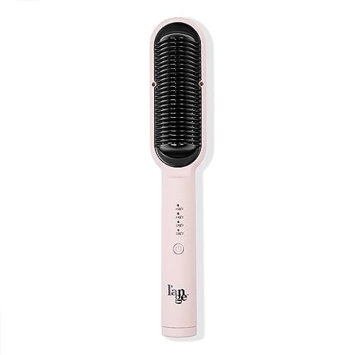 L'ANGE HAIR Smooth-It 2-in-1 Digital Straightening Comb | Curved Heat Shield | Blush