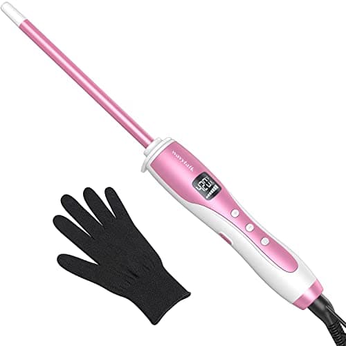 WavyTalk 3/8 Inch Curling Iron Wand, Adjustable Temp, Rose Pink