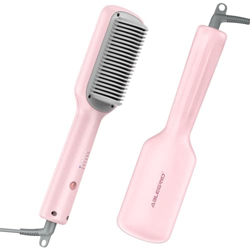 ABLEGRID Portable Hair Straightener Brush with 5 Temps and Anti Scald Support