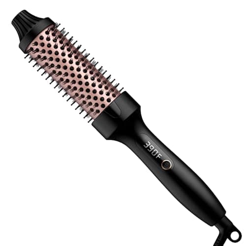 WEEYUM 1.5 Inch Ceramic Tourmaline Heated Brush, Rose Gold, Dual Voltage