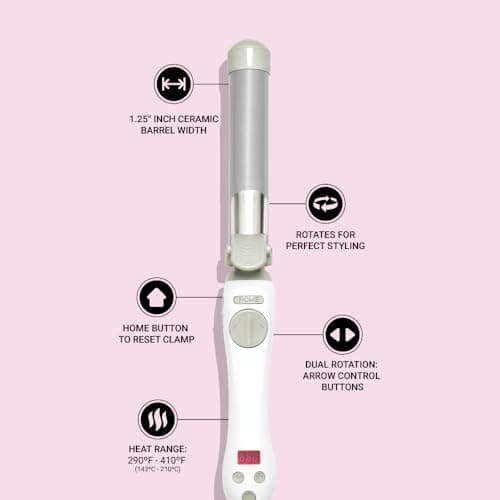 Beachwaver S1.25 Rotating Curling Iron - White | Ceramic Auto-Shut Off | Dual Voltage