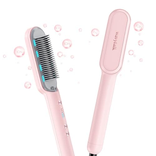 Fast Heating Wavytalk Hair Straightener Brush for Women, Dual Voltage, Purple