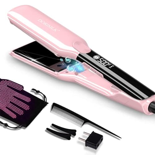 Dorisilk 500°F Plasma Straightener, Frizz-Free & Shiny Hair 2-in-1 Curler