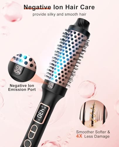 Nimmu 1.5 Inch Rose Gold Heated Brush, 10 Temp Control for Blowouts