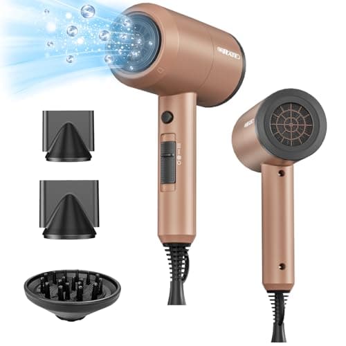 SHRATE Lightweight Ionic 1800W Hair Dryer with Diffuser - Fast & Quiet for Travel & Styling