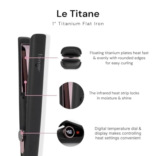L'ANGE HAIR Titanium 2-in-1 Flat Iron & Curler | Best for All Hair Types | Dual Voltage Travel Iron (Black)