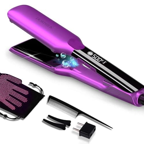 DORISILK Plasma Hair Straightener, 500 Degree Ceramic, 2-in-1 Straightener & Curler (Purple)