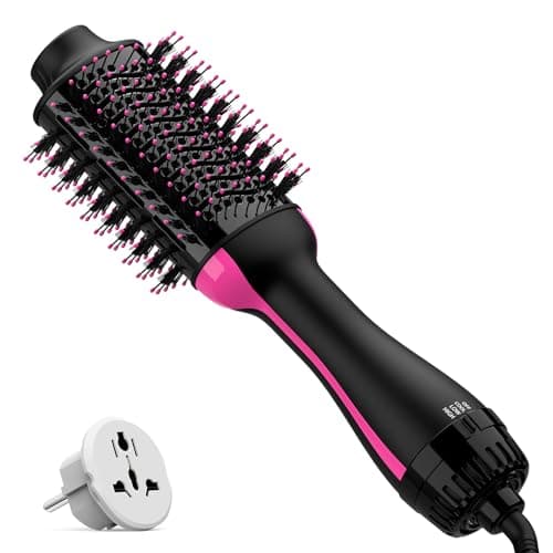 4-in-1 Hair Dryer Brush Straightener with Negative Ion Ceramic Barrel Anti-Frizz