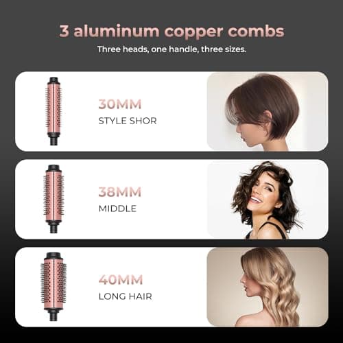 3-in-1 Thermal Curling Brush with Negative Ion & Interchangeable Heads