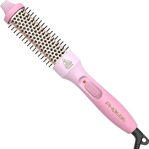 PHOEBE 1.25 Inch Double PTC Ceramic Curling Iron Brush - Black