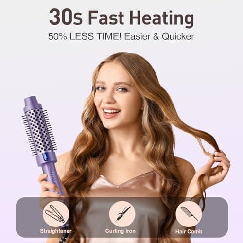 1.5 Inch Ceramic Ionic Curling Iron with 5 Temp Settings, Purple