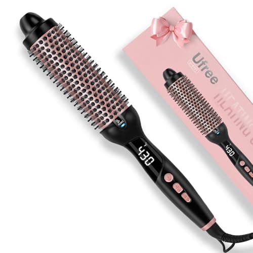 Ufree Ionic 1.5 Inch Heated Curling Brush, 30s Fast Heat, 9 Temp Settings, Travel Styling Tool, Gifts for Women