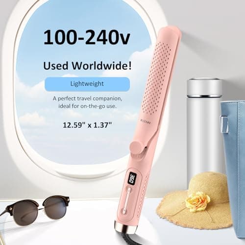 Dual Voltage Flat Iron Curling Wand for Travel - 1.25 Inch Hair Styler and Curler with 360° Airflow