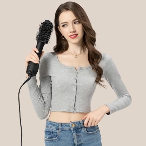 Aina 65MM 2-in-1 Titanium Hot Air Brush & Blow Dryer | 3 Heat Settings, 360° Vented Airflow