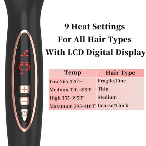 1.25 Inch Thermal Brush: Effortlessly Create Loose & Voluminous Curls with Digital Display & 9 Heat Settings | Ionic Curling Iron Brush for Traveling