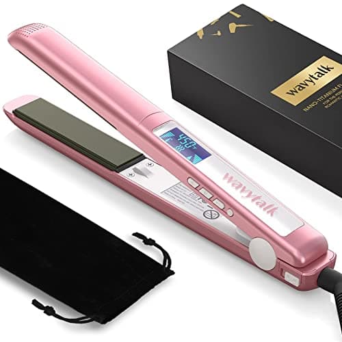 Wavytalk Pure Titanium Flat Iron 1 Inch Dual Voltage 170℉-450℉ Instant Silky Hair