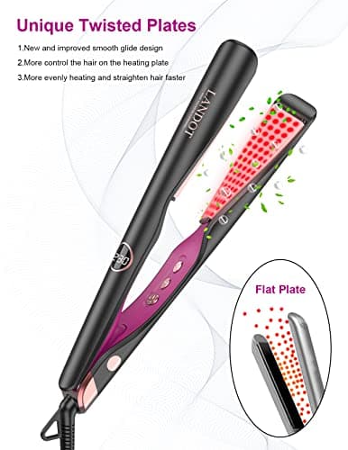 LANDOT 2-in-1 Hair Straightener and Curler - Flat Iron for Wave and Straighten Hair