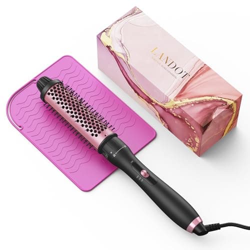 LANDOT 5-in-1 Curling Iron Set: 1.5" Thermal Brush & Ceramic Wands for Lasting Curls