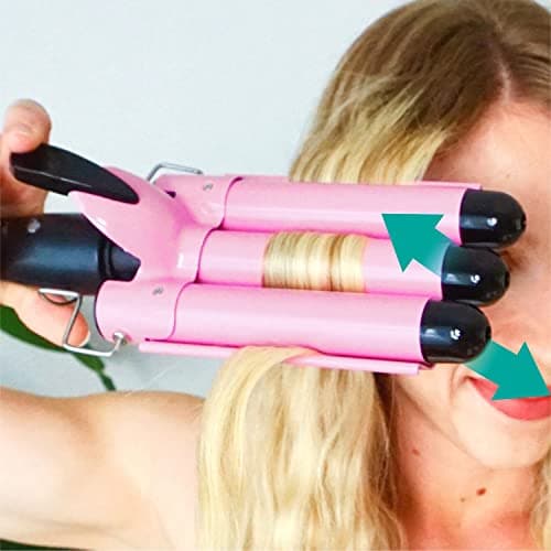 TOP4EVER 1-inch Curling Iron for Beach Waves, 2 Temperature Settings, Pink
