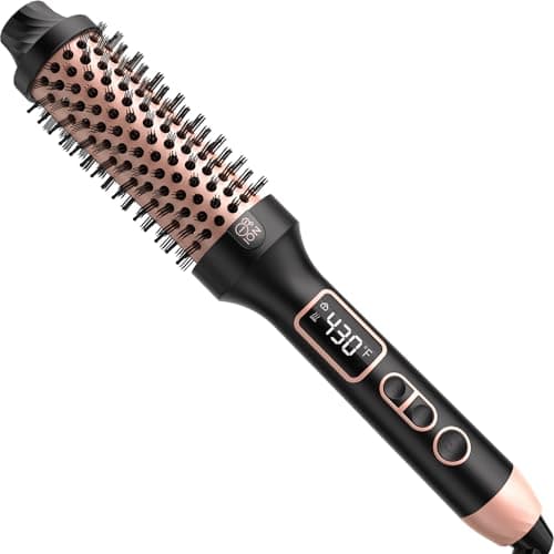 Nimmu 1.5 Inch Rose Gold Heated Brush, 10 Temp Control for Blowouts