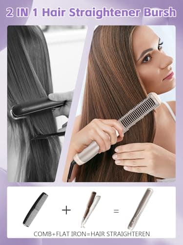 Ceramic Straightening Brush for Women - Fast Heating, Anti-Scald, Suitable for All Hair Types
