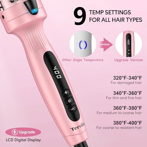 Terviiix 1.5 Inch Ceramic Tourmaline Curling Iron Ionic Hot Brush 9 TempDual Voltage