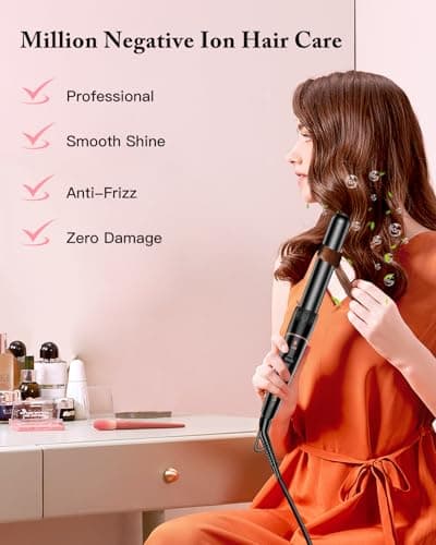 BESTOPE PRO 6-in-1 Long Barrel Curling Wand Set - Ceramic, 0.35"-1.25" Barrels, Black