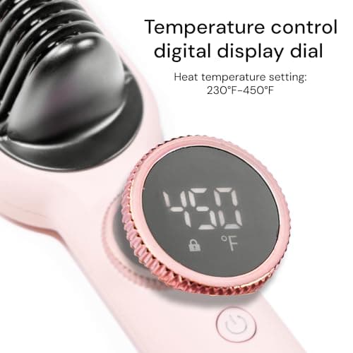 L'ANGE HAIR Smooth-It 2-in-1 Digital Straightening Comb | Curved Heat Shield | Blush