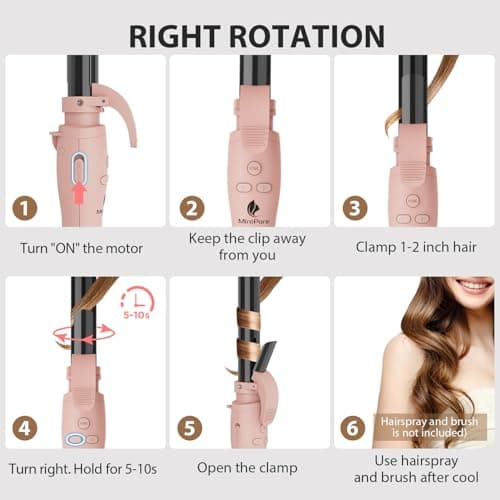 MiroPure Self-Rotating 1 Inch Ionic Curling Iron for Waves and Curls