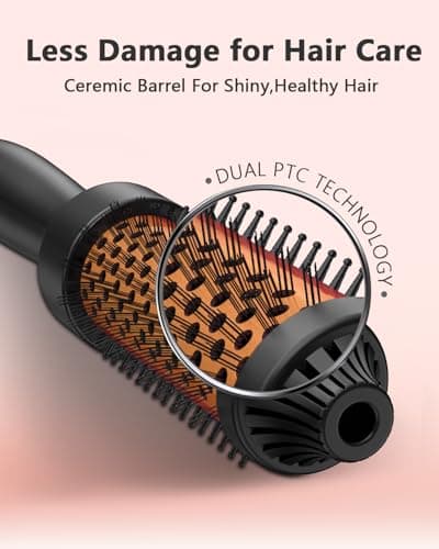 WEEYUM 1.5 Inch Ceramic Tourmaline Heated Brush, Rose Gold, Dual Voltage