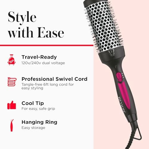REVLON Perfect Match Hot Styler Heated Blowout Brush for Curls Body Volume Reduces Frizz Boosts Shine