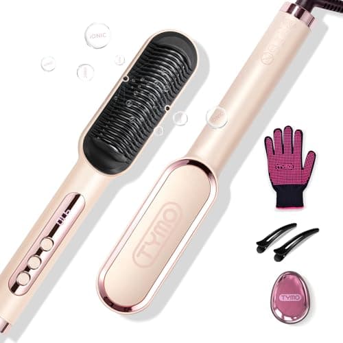 TYMO Ring Plus Ionic Hair Straightener Brush, Gold Blush